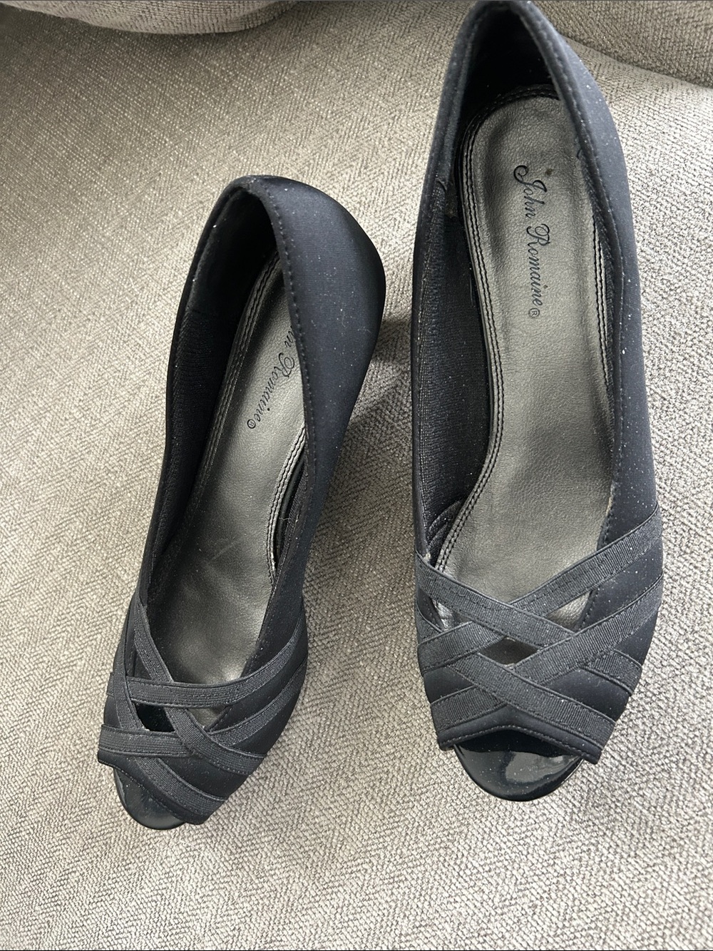 Black Peep-Toe Flats